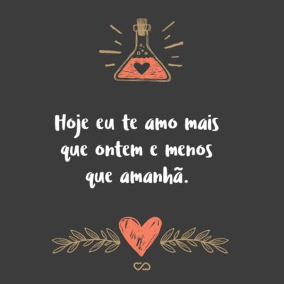 Frase de Amor - Hoje eu te amo mais que ontem e menos que amanhã.