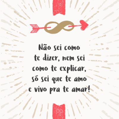 Não sei como te dizer, nem sei como te explicar, só sei que te amo e vivo pra te amar!