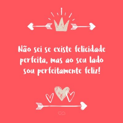 Não sei se existe felicidade perfeita, mas ao seu lado sou perfeitamente feliz!