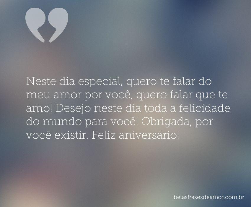 "Neste dia especial, quero te falar do meu amor por você 