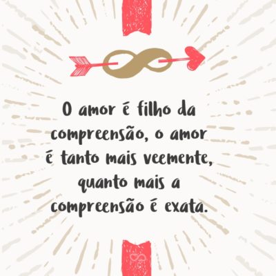 O amor é filho da compreensão, o amor é tanto mais veemente, quanto mais a compreensão é exata.