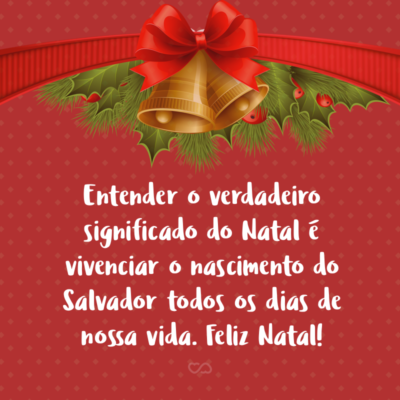 Frase de Amor - Entender o verdadeiro significado do Natal é vivenciar o nascimento do Salvador todos os dias de nossa vida. Feliz Natal!