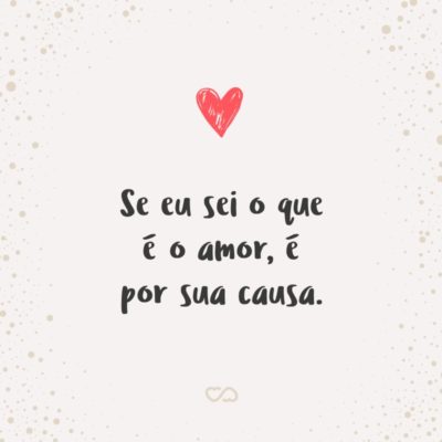 Frase de Amor - Se eu sei o que é o amor, é por sua causa.