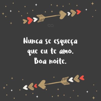 Frase de Amor - Nunca se esqueça que eu te amo. Boa noite.