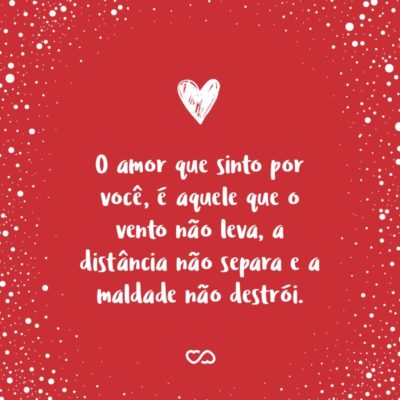 Frase de Amor - O amor que sinto por você, é aquele que o vento não leva, a distância não separa e a maldade não destrói.