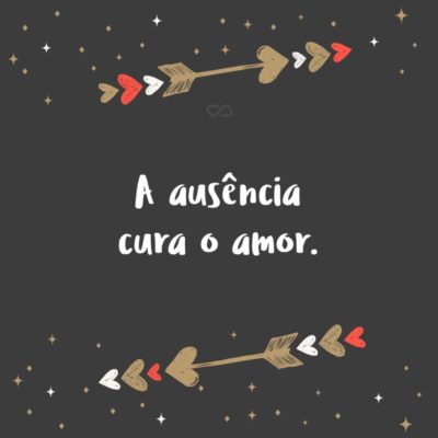 Frase de Amor - A ausência cura o amor.