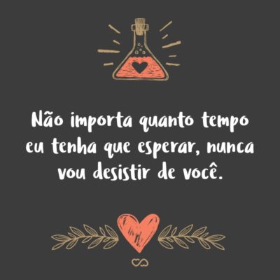 Frase de Amor - Não importa quanto tempo eu tenha que esperar, nunca vou desistir de você.