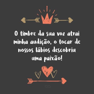 O timbre da sua voz atrai minha audição, o tocar de nossos lábios descobriu uma paixão!