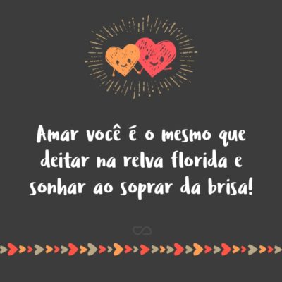 Frase de Amor - Amar você é o mesmo que deitar na relva florida e sonhar ao soprar da brisa!