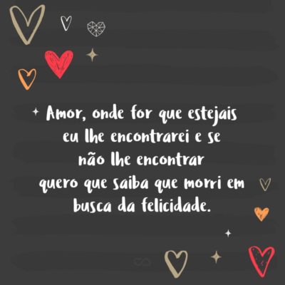 Frase de Amor - Amor, onde for que estejais eu lhe encontrarei e se não lhe encontrar quero que saiba que morri em busca da felicidade.