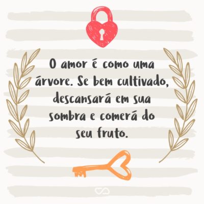 Frase de Amor - O amor é como uma árvore. Se bem cultivado, descansará em sua sombra e comerá do seu fruto.