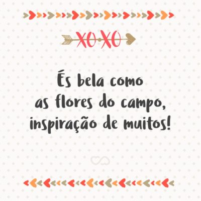 Frase de Amor - És bela como as flores do campo, inspiração de muitos!