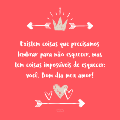 Existem coisas que precisamos lembrar para não esquecer, mas tem coisas impossíveis de esquecer: você. Bom dia meu amor!