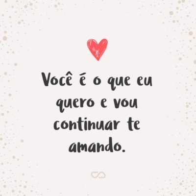 Você é o que eu quero e vou continuar te amando.