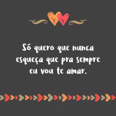 Frase de Amor - Só quero que nunca esqueça que pra sempre eu vou te amar.