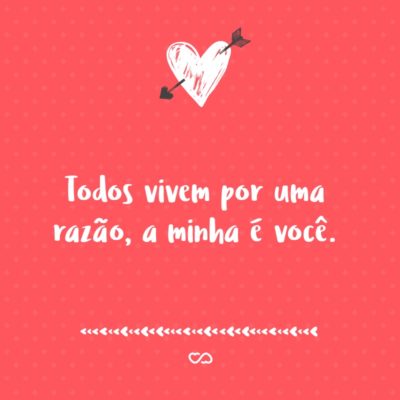 Frase de Amor - Todos vivem por uma razão, a minha é você.