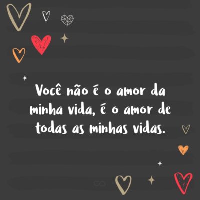 Frase de Amor - Você não é o amor da minha vida, é o amor de todas as minhas vidas.