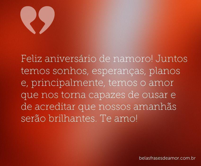 "Feliz aniversário de namoro! Juntos temos sonhos 