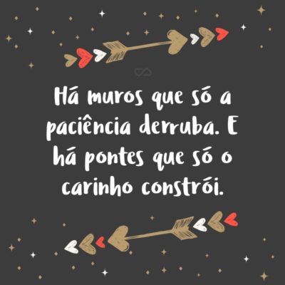 Frase de Amor - Há muros que só a paciência derruba. E há pontes que só o carinho constrói.