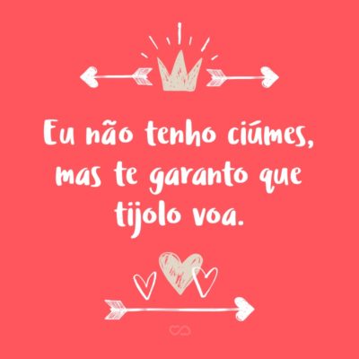 Frase de Amor - Eu não tenho ciúmes, mas te garanto que tijolo voa.