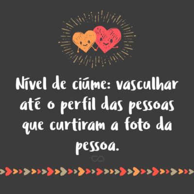 Frase de Amor - Nível de ciúme: vasculhar até o perfil das pessoas que curtiram a foto da pessoa.