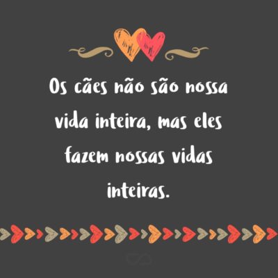 Frase de Amor - Os cães não são nossa vida inteira, mas eles fazem nossas vidas inteiras.