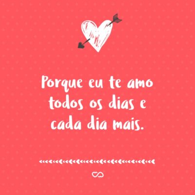 Frase de Amor - Porque eu te amo todos os dias e cada dia mais.