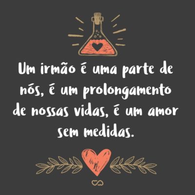 Frase de Amor - Um irmão é uma parte de nós, é um prolongamento de nossas vidas, é um amor sem medidas.