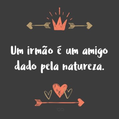 Frase de Amor - Um irmão é um amigo dado pela natureza.