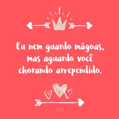 Frase de Amor - Eu nem guardo mágoas, mas aguardo você chorando arrependido.