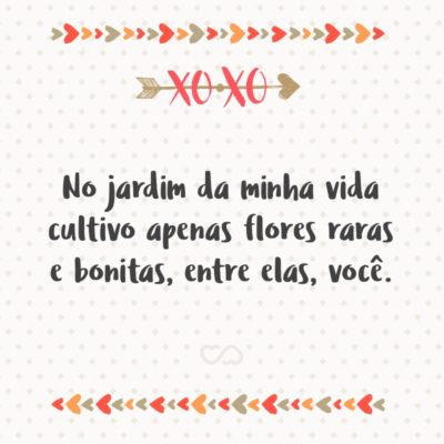 Frase de Amor - No jardim da minha vida cultivo apenas flores raras e bonitas, entre elas, você.