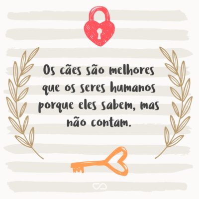 Frase de Amor - Os cães são melhores que os seres humanos porque eles sabem, mas não contam.