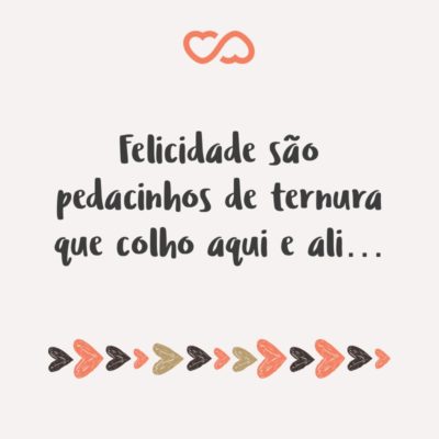 Frase de Amor - Felicidade são pedacinhos de ternura que colho aqui e ali…