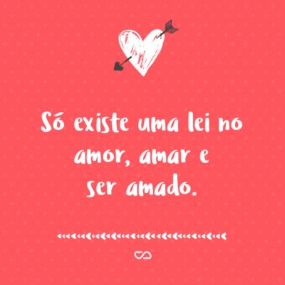 Frase de Amor - Só existe uma lei no amor, amar e ser amado.