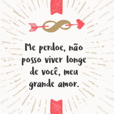 Frase de Amor - Me perdoe, não posso viver longe de você, meu grande amor.