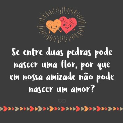 Se entre duas pedras pode nascer uma flor, por que em nossa amizade não pode nascer um amor?