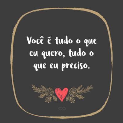 Frase de Amor - Você é tudo o que eu quero, tudo o que eu preciso.