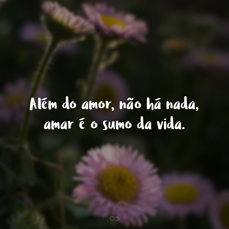 Além do amor, não há nada, amar é o sumo da vida.