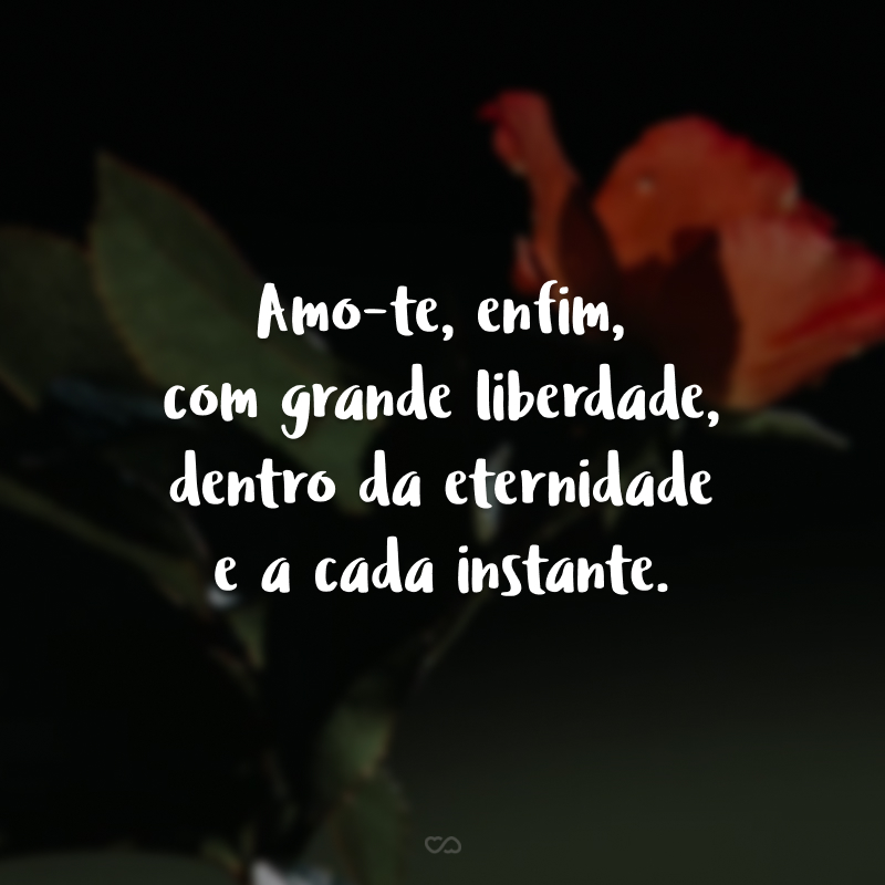 Amo-te, enfim, com grande liberdade, dentro da eternidade e a cada instante.