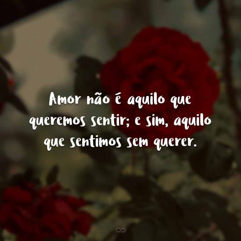 Amor não é aquilo que queremos sentir; e sim, aquilo que sentimos sem querer.