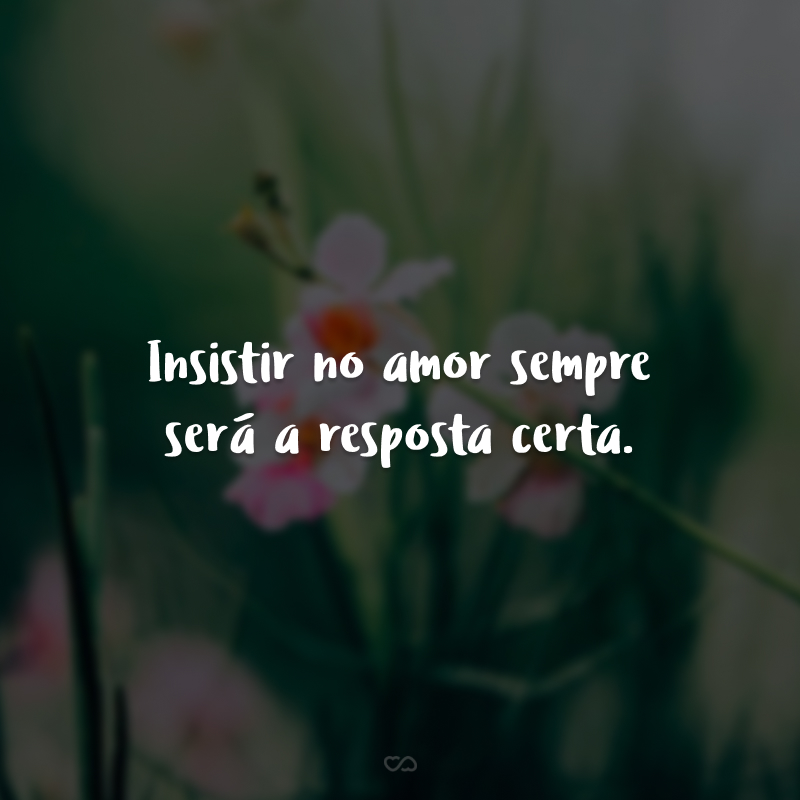 Insistir no amor sempre será a resposta certa.