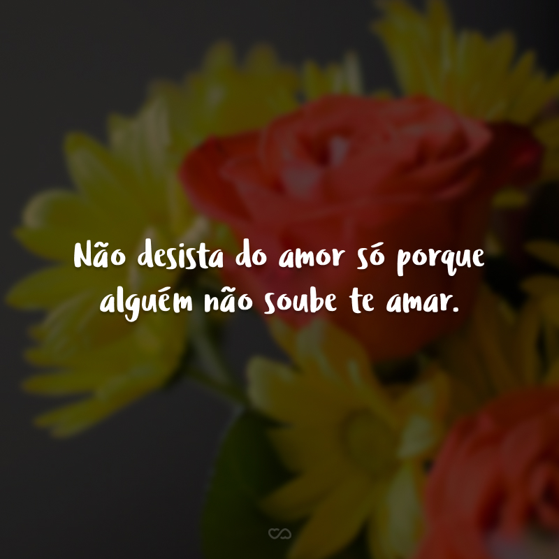 Não desista do amor só porque alguém não soube te amar.