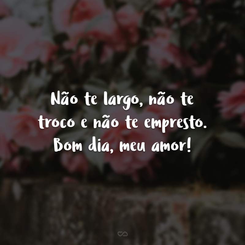 Não te largo, não te troco e não te empresto. Bom dia, meu amor!