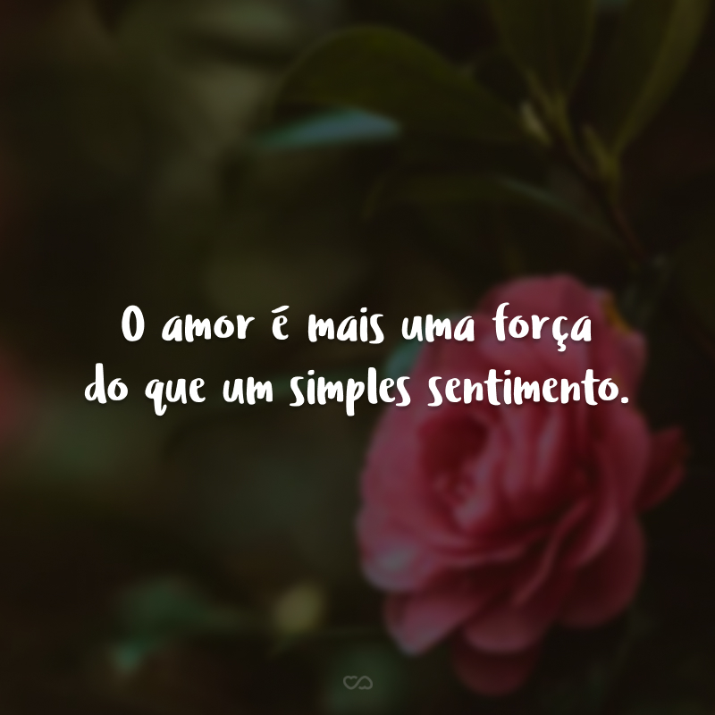 O amor é mais uma força do que um simples sentimento.