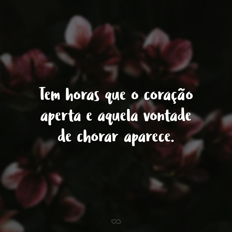 Tem horas que o coração aperta e aquela vontade de chorar aparece.