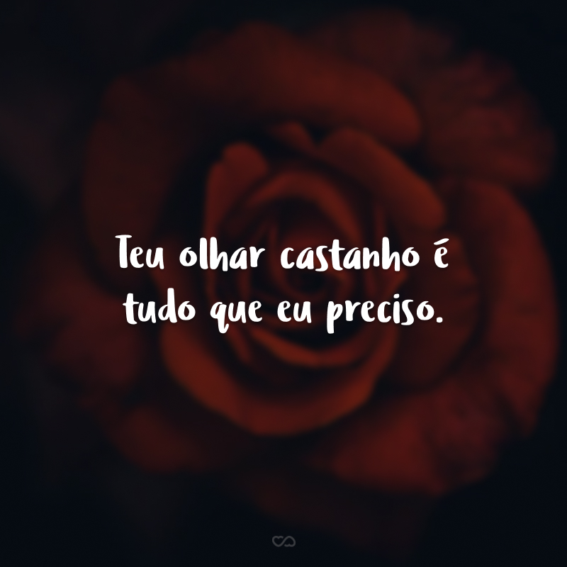 Teu olhar castanho é tudo que eu preciso.