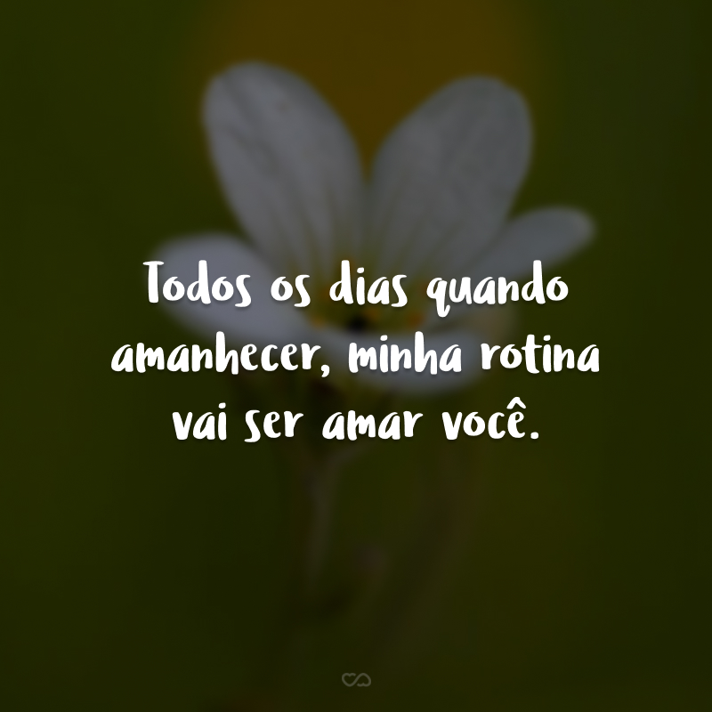 Todos os dias quando amanhecer, minha rotina vai ser amar você.