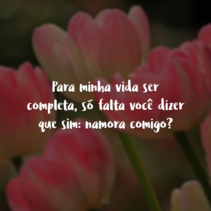 Para minha vida ser completa, só falta você dizer que sim: namora comigo?