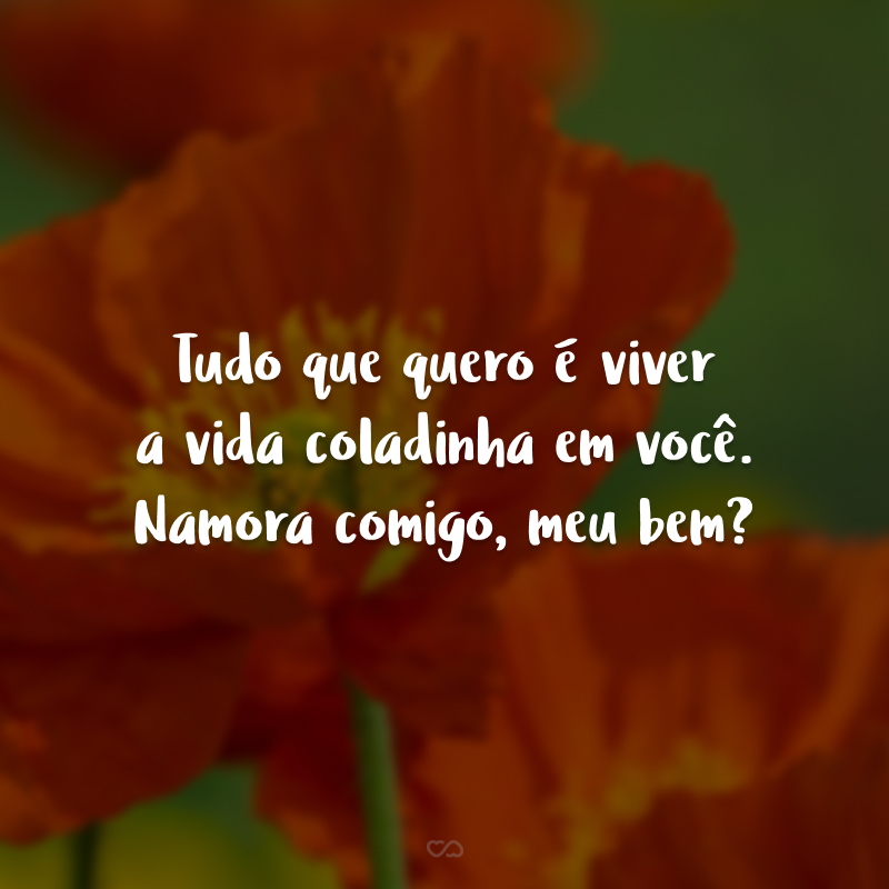 Tudo que quero é viver a vida coladinha em você. Namora comigo, meu bem?