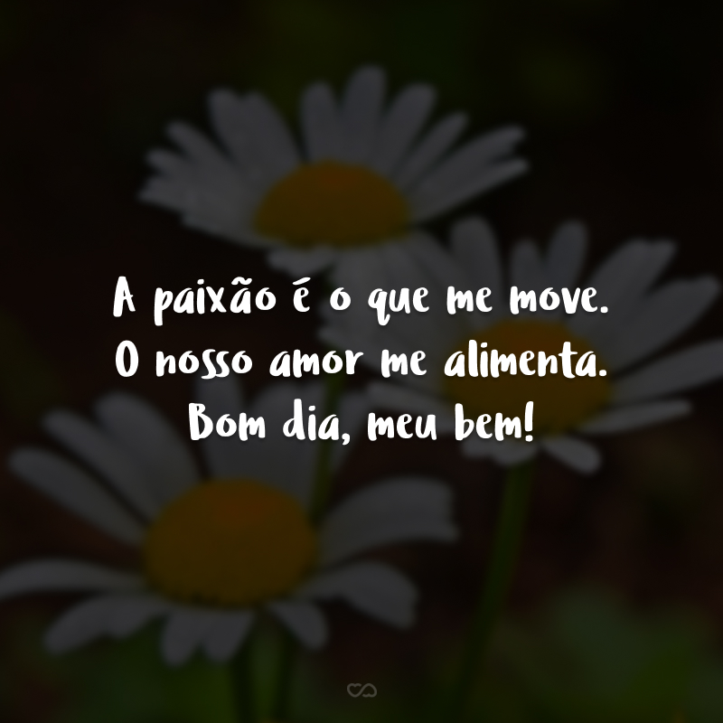 A paixão é o que me move. O nosso amor me alimenta. Bom dia, meu bem!